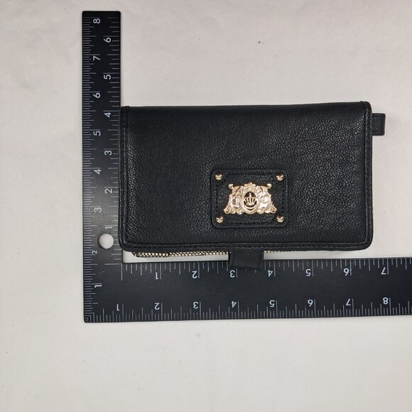 Juicy Couture Tech Wallet Wristlet Black Gold Leather - Picture 12 of 16